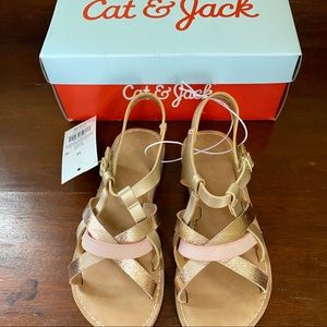 Cat & Jack gold & pink sandals NWT